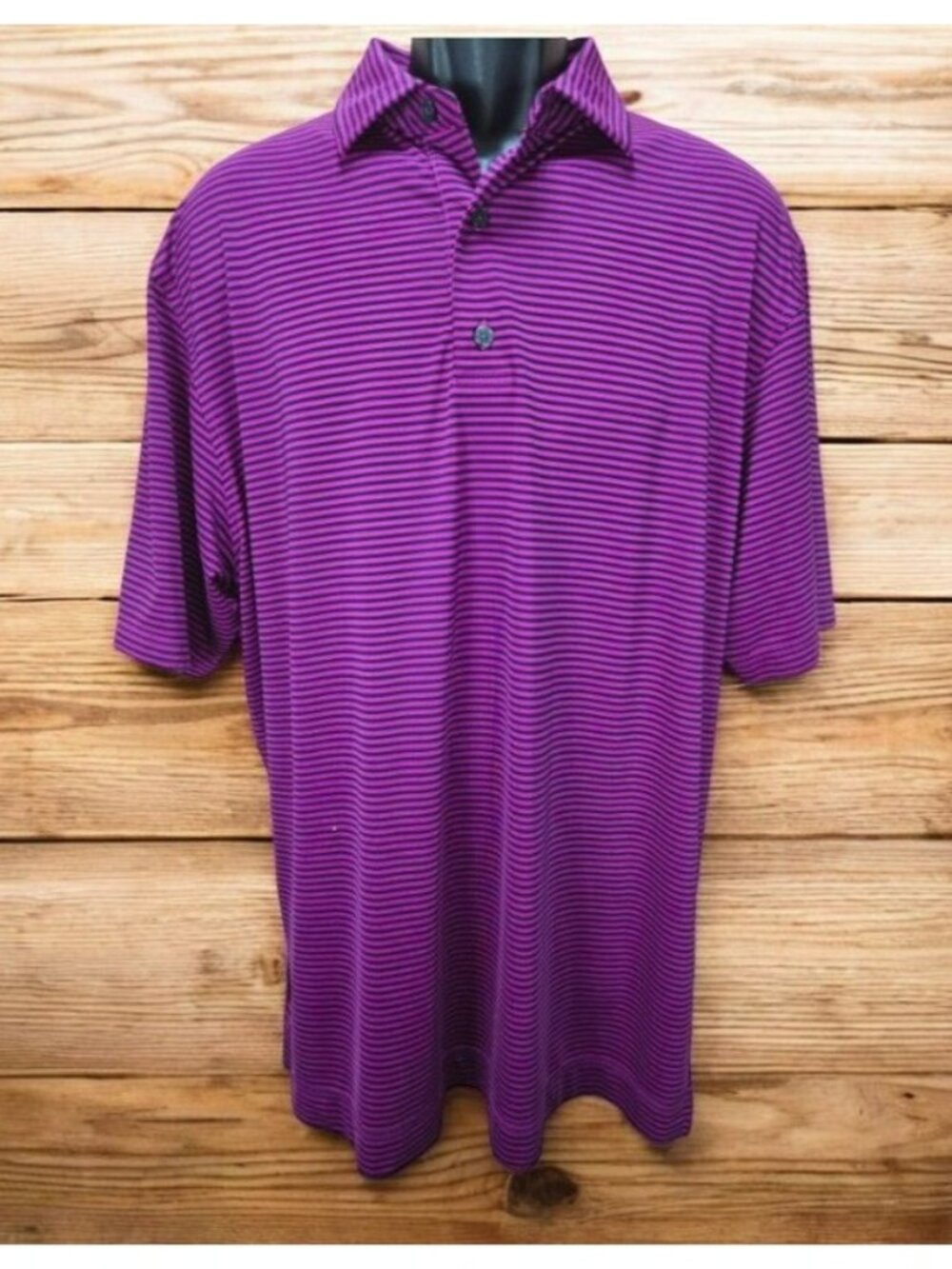 Footjoy Mens Light Purple Striped Polo Large